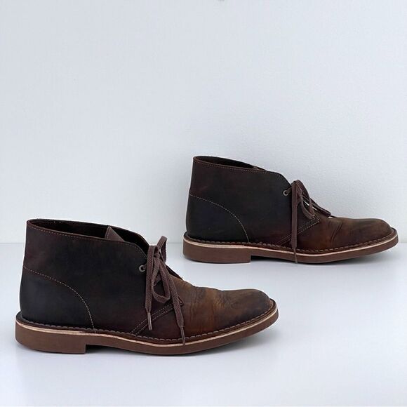 Clarks Bushacre Brown Leather Boots Mens Sz 9 - Picture 4 of 11